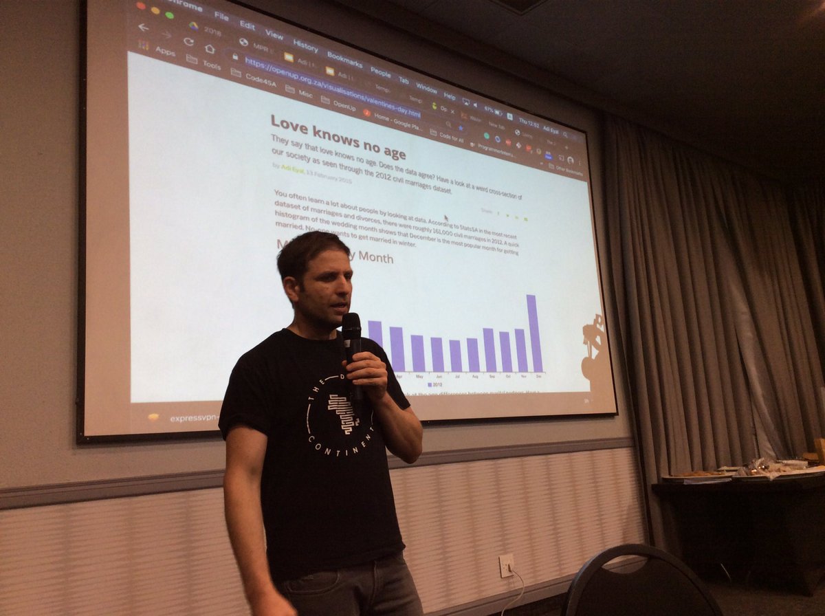 TiyaniTee's tweet image. Adj Eyal @SoapSudTycoon now talking marriage data at #DataScienceHack.
