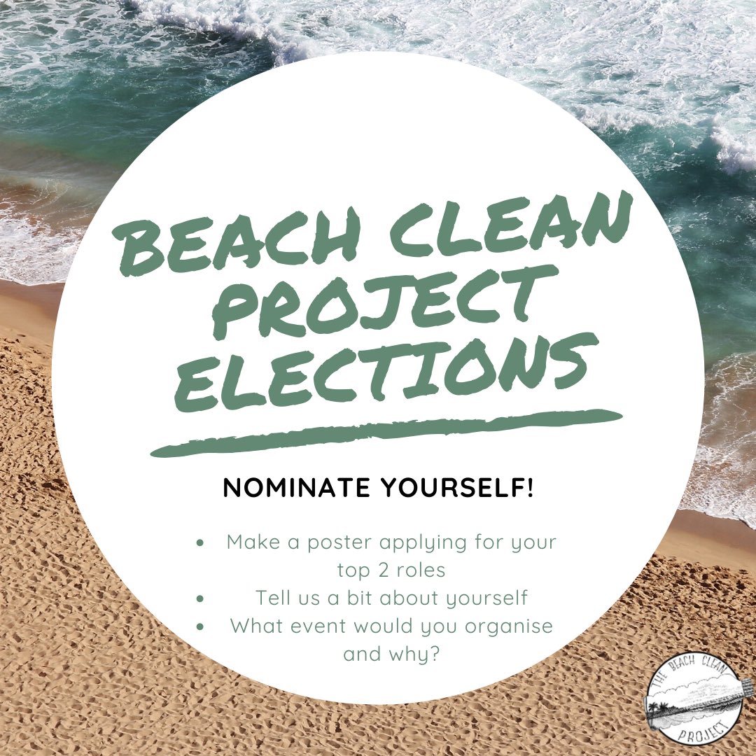 beachcleanproj's tweet photo. Nominate yourself for The Beach Clean Project Elections!
We have 5 roles available - President, Co-President, Events Rep, Community Rep and Treasurer!

All info can be found on our SU page ( https://t.co/ToIJF2zKZP )! 🌊 https://t.co/10B38Xa8zE