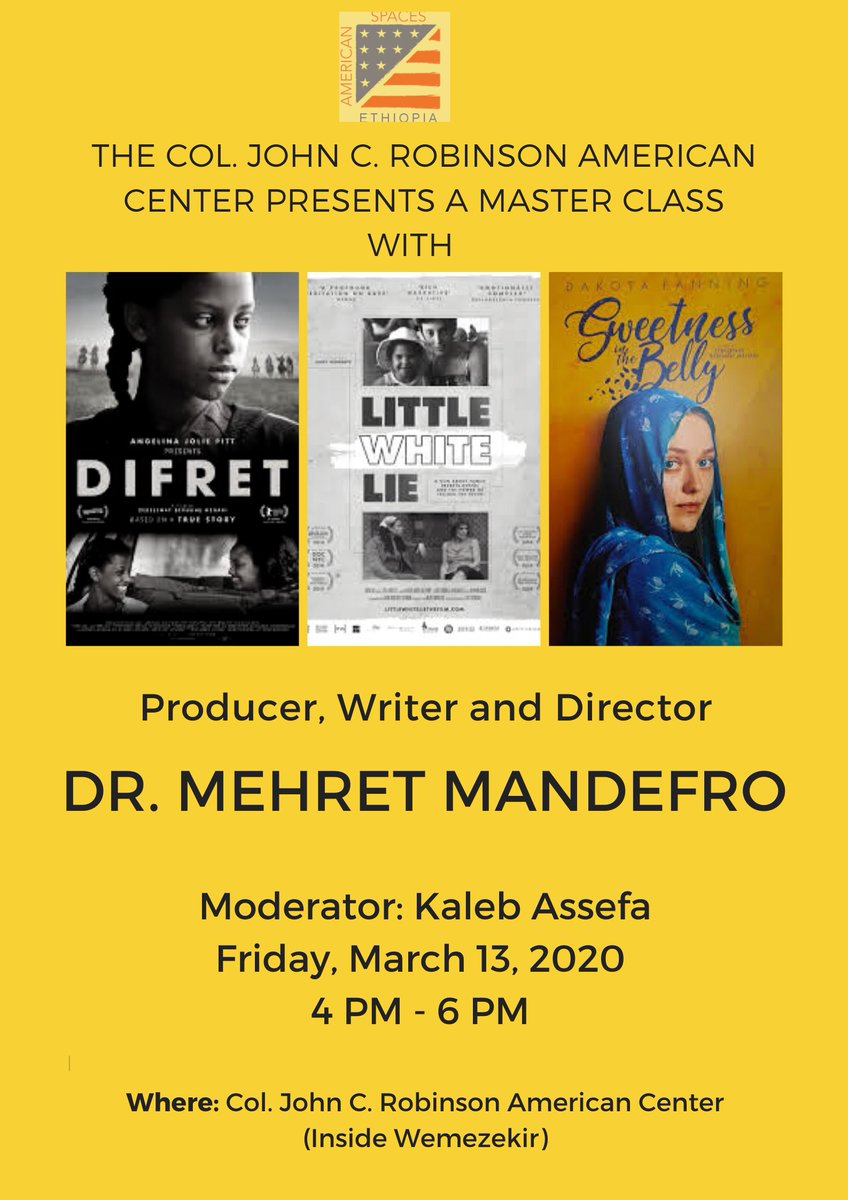 Mr_kalebAssefa's tweet photo. @DrMehret Dr. Mehret Mandefro is an award-winning film/television producer, writer, and director.
She produced the #Sundance and #Berlinale Audience Award winning feature film #Difret and the New York Times’ Critic’s Pick feature documentary #LittleWhiteLie. https://t.co/hamIkjNRbV