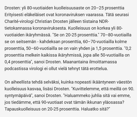 DEuutiset's tweet photo. @CyrusQ @pekkasauri Tähän väliin on sopiva uusia Saksan johtavan virologin lausunto tiistailta (Google kääntäjästä + alkup.).
Drosten on se, joka esiintyy huippupoliitikkojen rinnalla lehdistotilaisuuksissa. Siitä sitten puupalttoita sovittelemaan...
https://t.co/h7IALOVXrI
#koronavirus #eihuolta🇫🇮 https://t.co/epwKWd3yRy