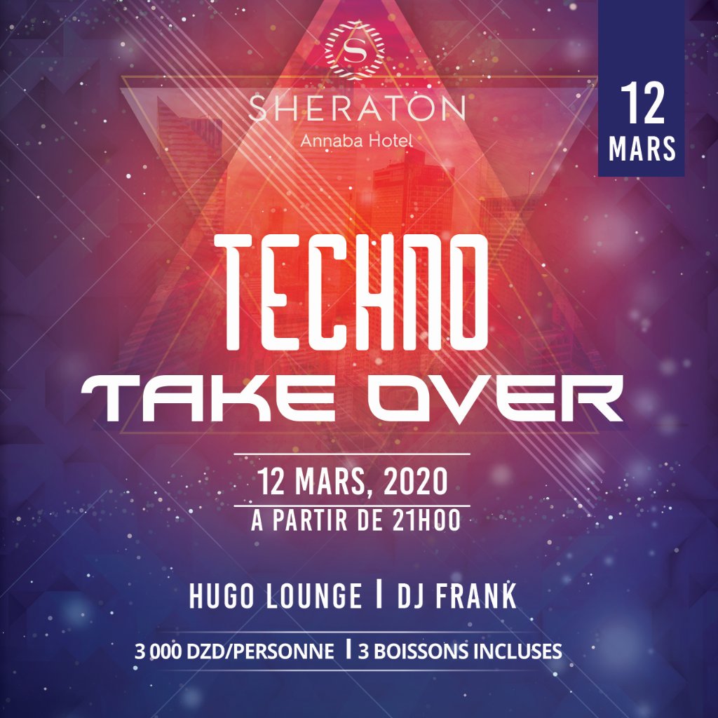 SheratonAnnaba's tweet photo. RDV ce soir pour une soirée Techno avec DJ Frank!

@ Hugo Lounge
⏰ À partir de 21h00

#sheratonannaba #hotel #technotakeover #Techno #MarriottIntMEA https://t.co/G582Xauciq