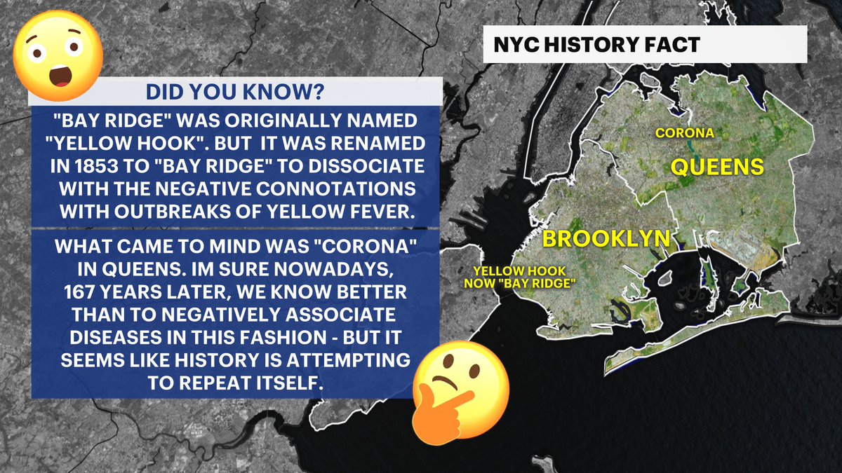 Meteor_Mike's tweet photo. Wow... @ChristineRusso just taught me something new about #NYC #history.
🤔Did you know "#BayRidge" in #Brooklyn was renamed from "#YellowHook"??
I found this incredibly intriguing given the current pandemic affecting our world.
#coronavirus #brooklyn #queens #corona @news12bk https://t.co/NRCMP8Zi0O