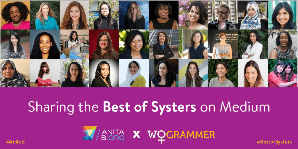 CommunityAnitaB's tweet photo. Looking to read some inspiring content about #WomenInTech? Head over to the #Wogrammer Medium account to read the #BestOfSysters, bringing you great stories from @Systers_org! Read about it here: https://t.co/vLVGsOPZaV #Systers #AnitaB https://t.co/fkfRSo7Cvh