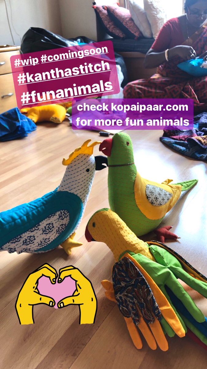 kopaipaar's tweet photo. These super cute birdies are joining our animal farm collection very soon! ❤️
#shop the collection here: https://t.co/G4QIPQUQjw  🏃‍♀️🏃‍♀️🏃‍♀️
#handicraft #makeinindia #cushion #kids #toys #shippingworldwide #artisanal #supporthandmade #recycledfabric #fairtrade #kantha https://t.co/5hwWEmwjkc