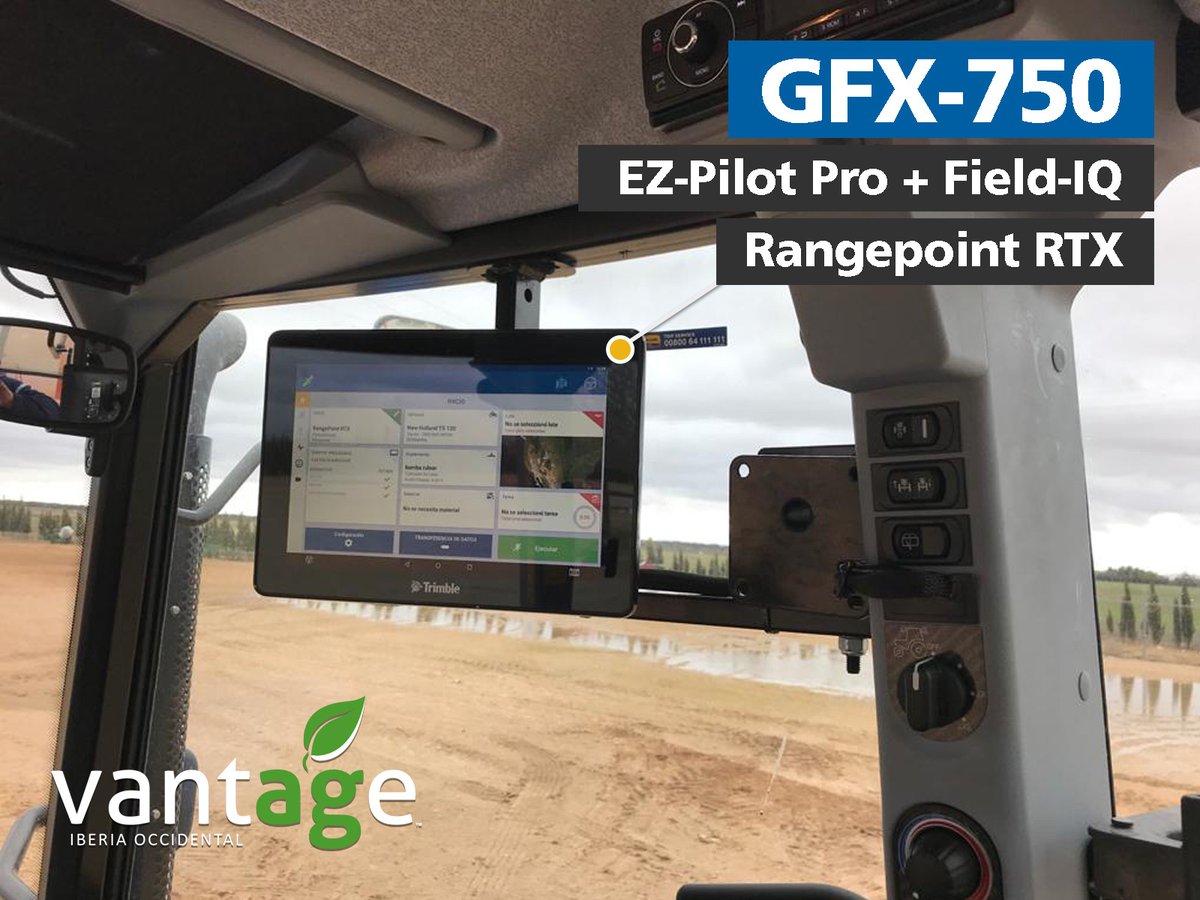 Vantageoeste's tweet photo. 🔝 Hoy os traemos imágenes de una nueva instalación en la provincia de Albacete.

Este tractor #NewHolland ya está listo para trabajar con su nuevo equipo #GFX750 con EZ-Pilot Pro y sistema Field-IQ para el control automático de tramos. 

#Agricultura #GNSS #GPS #Trimble #FieldIQ https://t.co/DZckvhrr1P