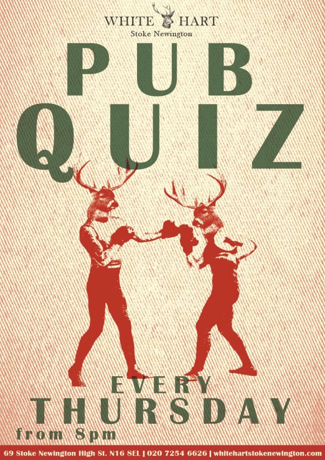 Pub Quiz tonight at 8pm, come and join us for your chance to win a £50 bar tab and a Jackpot prize of £70!!! 🥳 🍻 #londonpubquiz #pubquiz #londonpubs #stokenewington #stokeypubs #quiz