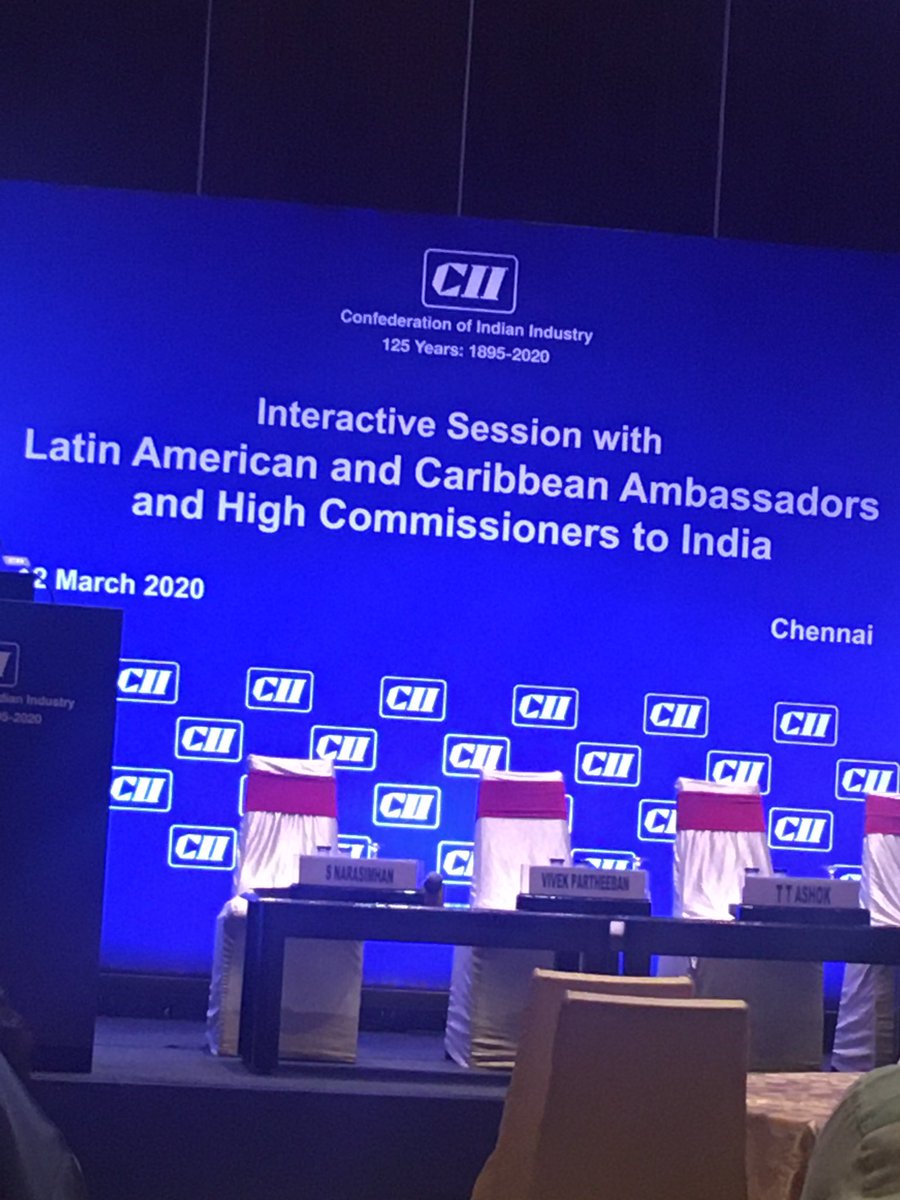 Today I was the part of Latin American and Caribbean ambassadors meet in chennai on the economical collaboration with Indian business houses. I see there is lot possibilities between India and South America . Learn Spanish and grow the business. Thanks to <a href="/FollowCII/">Confederation of Indian Industry</a> for the meet