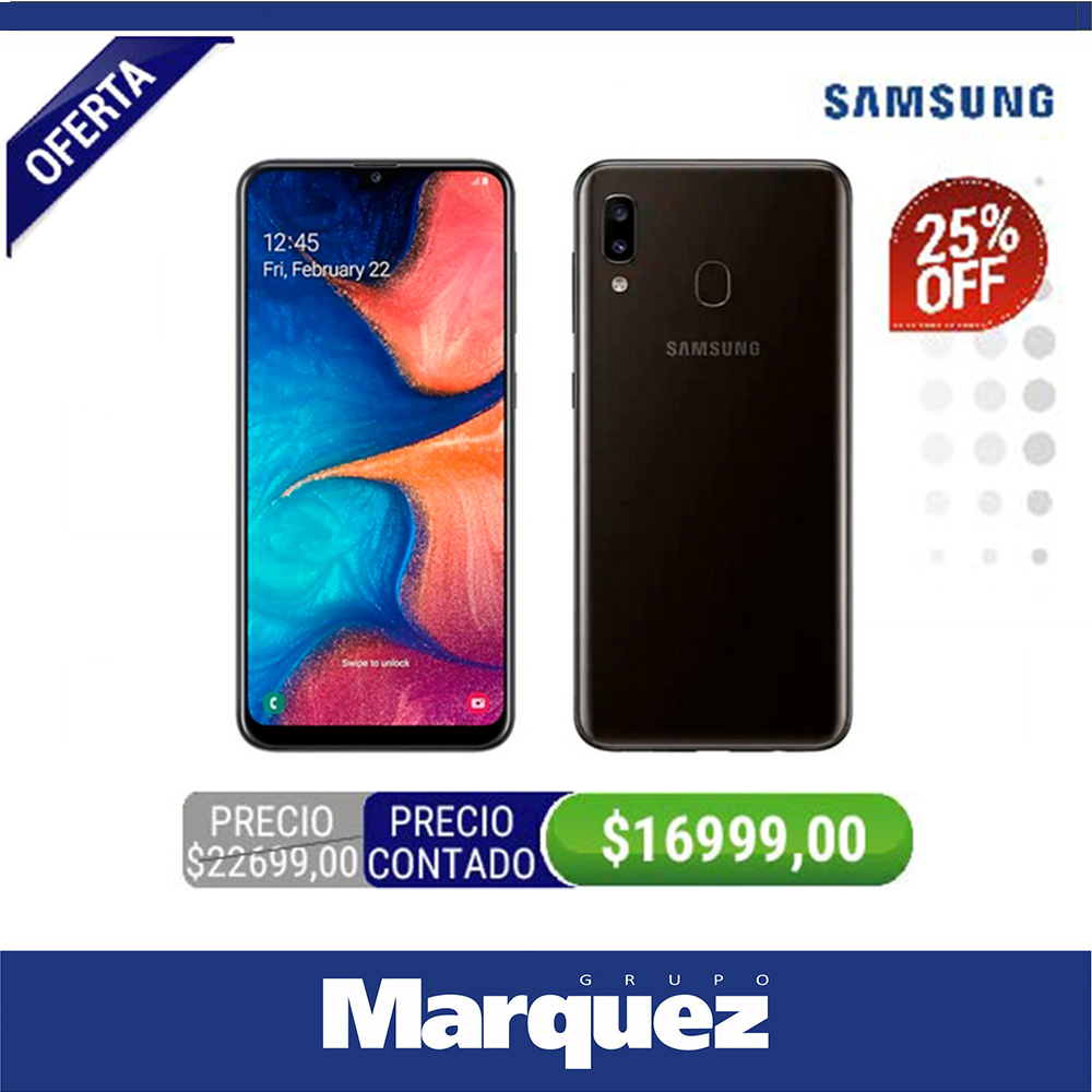 GrupoMarquezLP's tweet photo. CELULAR SAMSUNG A20 - SM-A205GZKLA Octa Core - 32Gb - RAM 3Gb - Camara 8Mpx - Encontralo en #GrupoMarquez https://t.co/wMAVqNhIQj