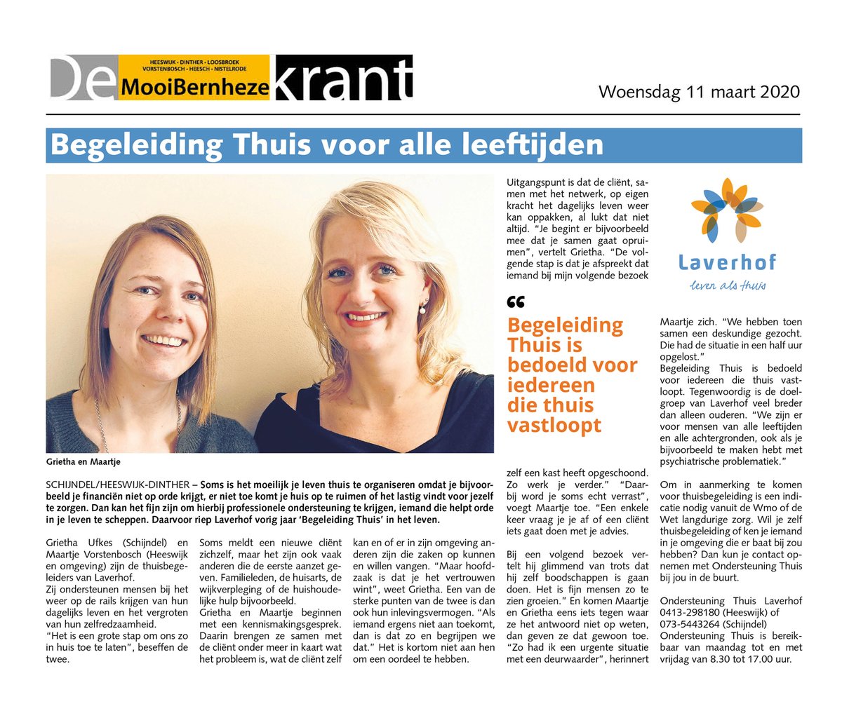 Soms is het moeilijk je leven thuis te organiseren. Grietha en Maartje, thuisbegeleiders van Laverhof kunnen mensen helpen om je dagelijkse leven weer op de rails te krijgen. 

laverhof.nl/over-laverhof/…