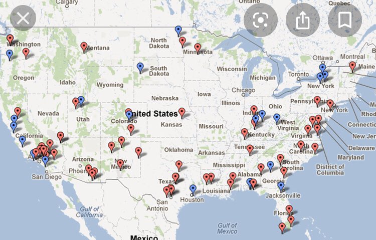 MrWayland2's tweet photo. @DanSpaceOddity these are maps of locations one is a map of Bigfoot sightings ( the one with Canada ) the one next to it is the missing 411 the green one is ufo sighting and the google maps one is military bases there seems to me like there is a pattern between the four 🤔 https://t.co/WOQfdWi9HL
