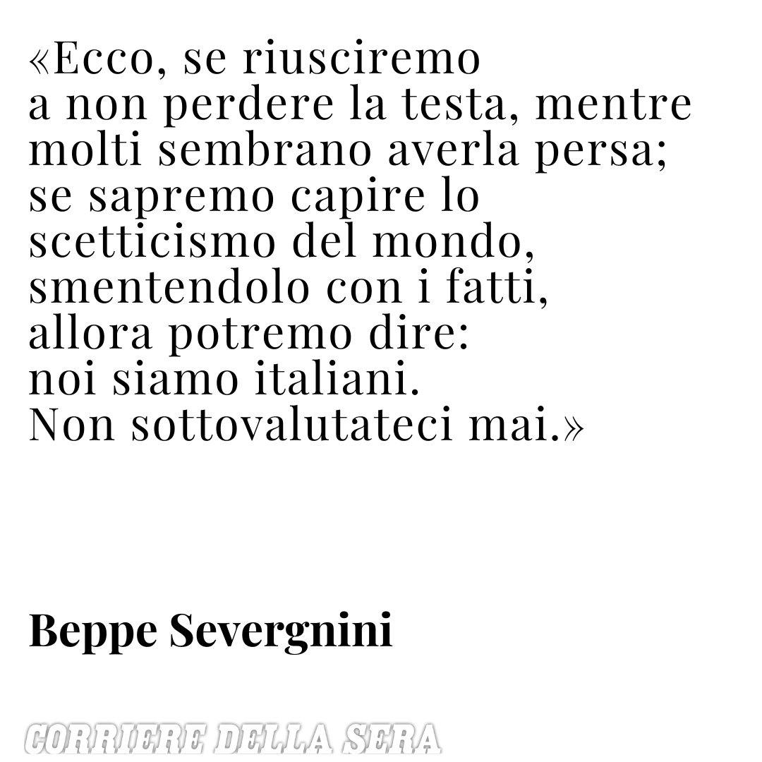 Il commento integrale di Beppe Severgnini è qui: trib.al/aF1EvTY