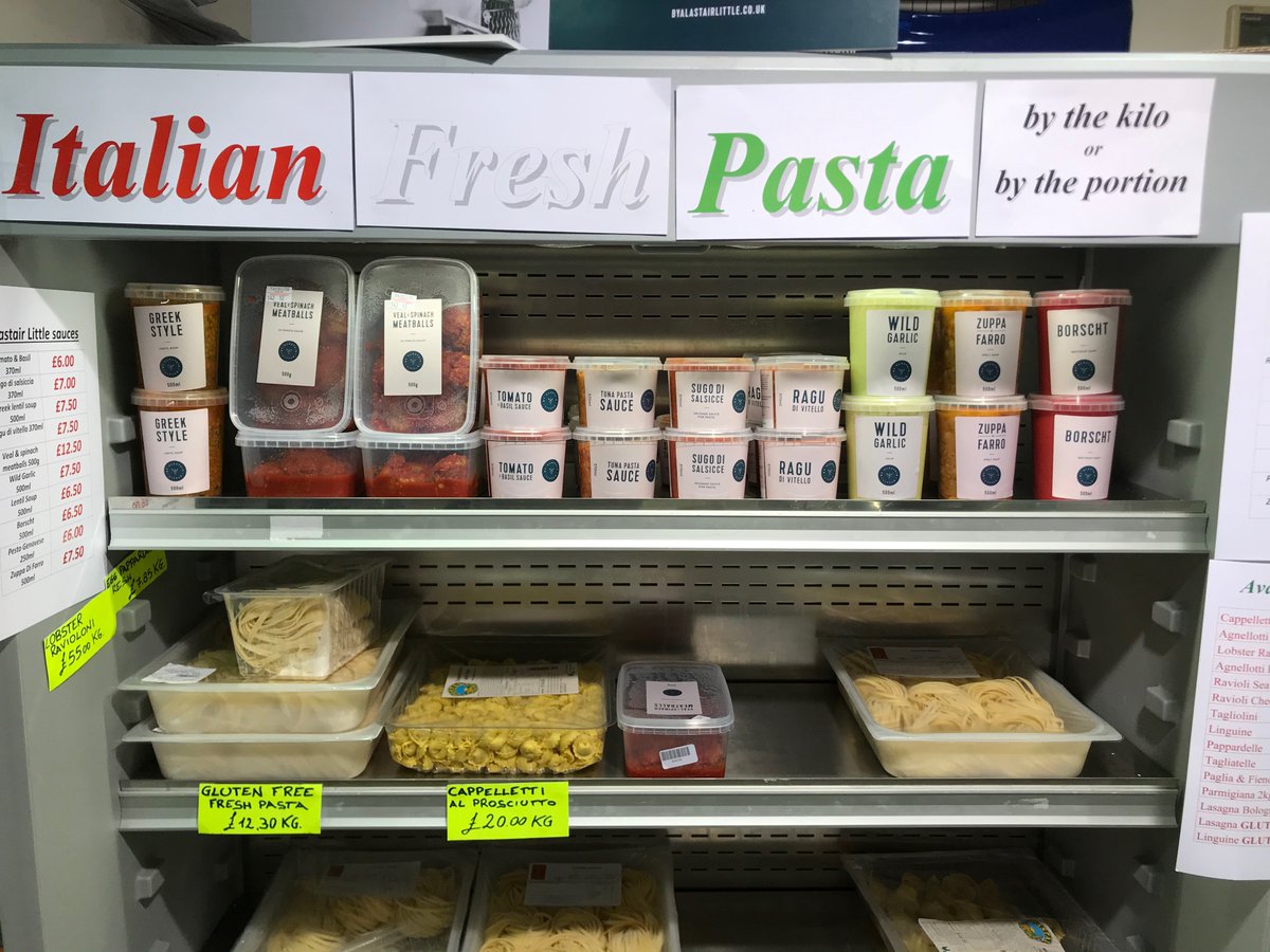 byAlastairL's tweet photo. HEADS UP! Fresh deliveries to @TheItalianShop1 this morning. New dishes. More choice. We sold out last week! Mario will even help you pair perfect pasta with our signature sauces... #propergoodfood #deliveredfresh #byAlastairLittle - Directions: https://t.co/WHHjwCqDmz https://t.co/NN1I8wlrSk