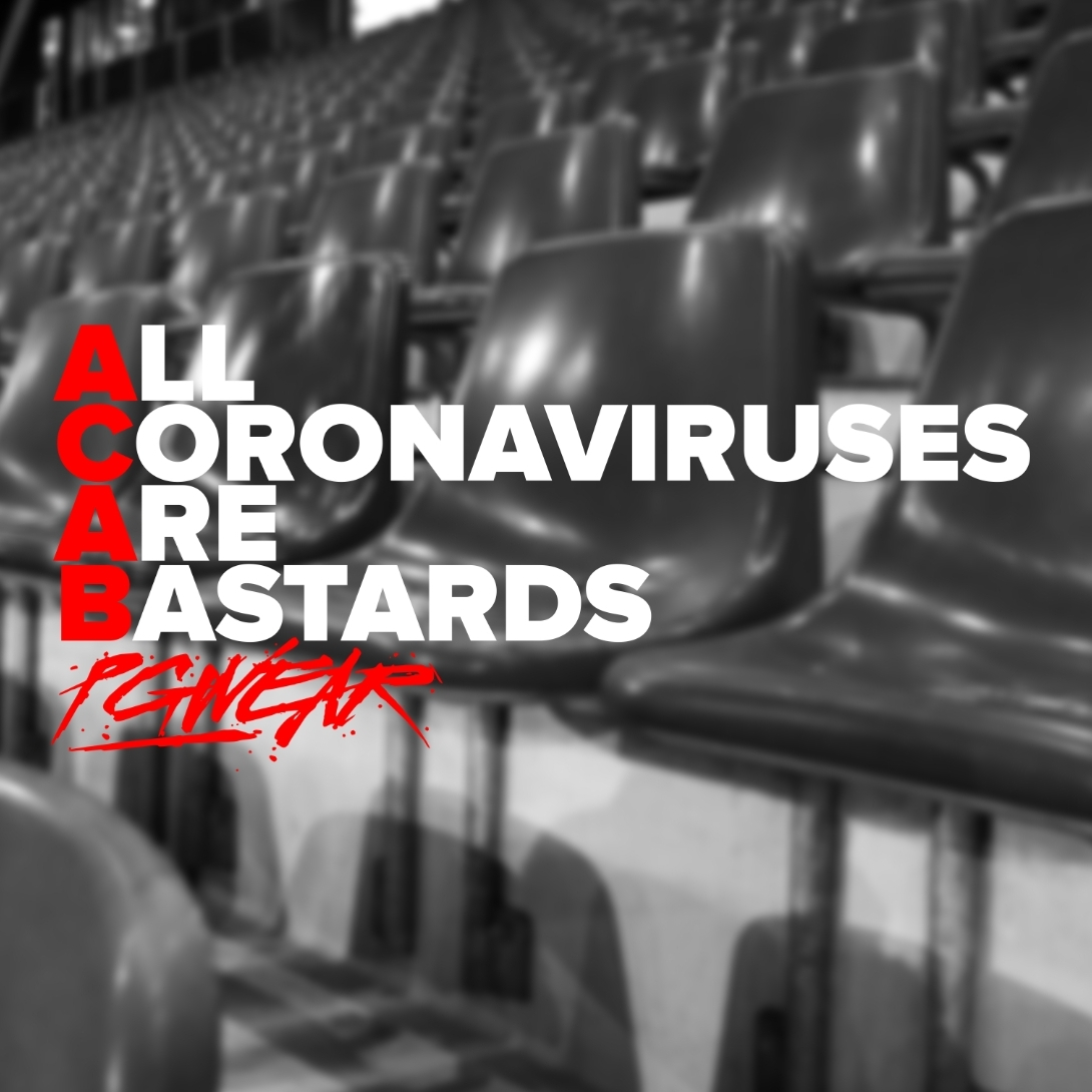 PGWEAR's tweet photo. Empty stadiums, infected players? F*ck you, Coronavirus.๐
#pgwear #onthestreet #inthestadium #ultrasworld #ultras #nopyronoparty #tifo #amf #hooliganstyle https://t.co/46cArcZ42c