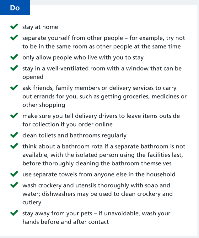 NottsWatch's tweet image. What does self-isolating mean?
If you have been told to self-isolate, you need to stay indoors and avoid contact with other people for 14 days.
It is important to follow the advice for the whole period. ow.ly/gB4s50yE50R #covid19 #support