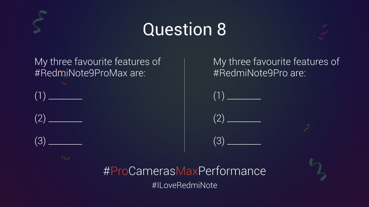 manukumarjain's tweet photo. Mi Fans, here's Question 8! Tell us your top 3 favourite features in the #RedmiNote9ProMax &amp; the #RedmiNote9Pro

9+9 new Redmi Note devices and prizes worth Rs.9 lakh to be won! RT this livestream with #ILoveRedmiNote for a chance to win big.

#ProCamerasMaxPerformance #Xiaomi https://t.co/G0lQQYm58W