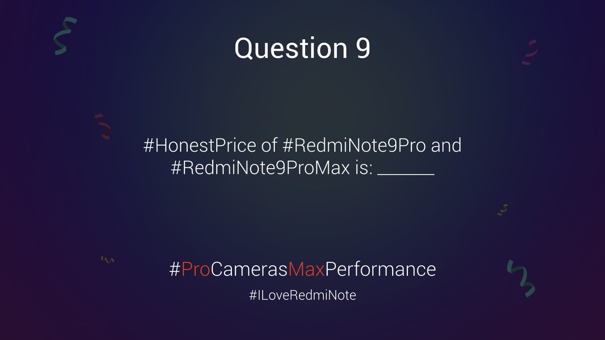 RedmiIndia's tweet photo. Here's the final question of the day!

Tweet your answer using #ILoveRedmiNote, #RedmiNote9ProMax #ProCamerasMaxPerformance, #PerformanceBeast!

RT and share our livestream to increase your chances of winning. 18 lucky Mi Fans will win the new #RedmiNote! https://t.co/FORyexVDxf