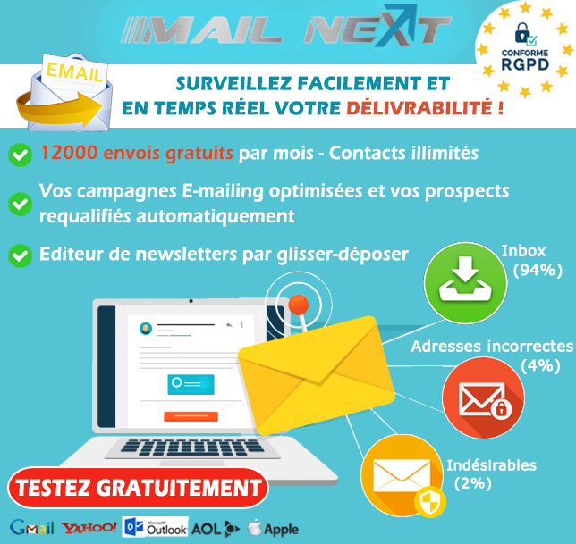 12000 envois/mois offerts, Délivrabilité en temps réel, Statistiques avancés, Personnalisations et Automatisations des envois, etc... Créez votre compte gratuit ici: 
mail-next.net 
#marketing #marketingdigital #crm #emailmarketing #webmarketing #emailing #newsletter