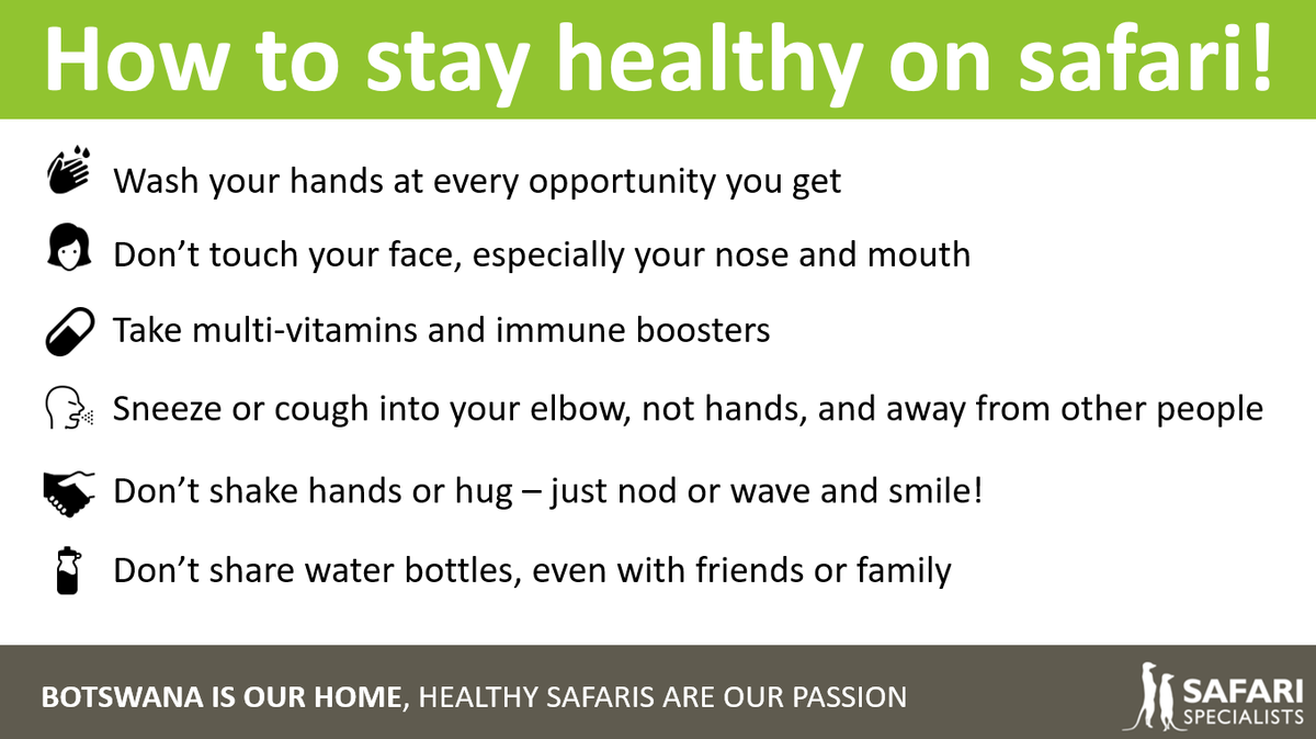 SHARE We unthinkingly slip into old habits on holiday - here are the new health rules for a safe and awesome safari! #CoronaVirusUpdate #CoronavirusPandemic #COVID19 #Covid_19 #healthy