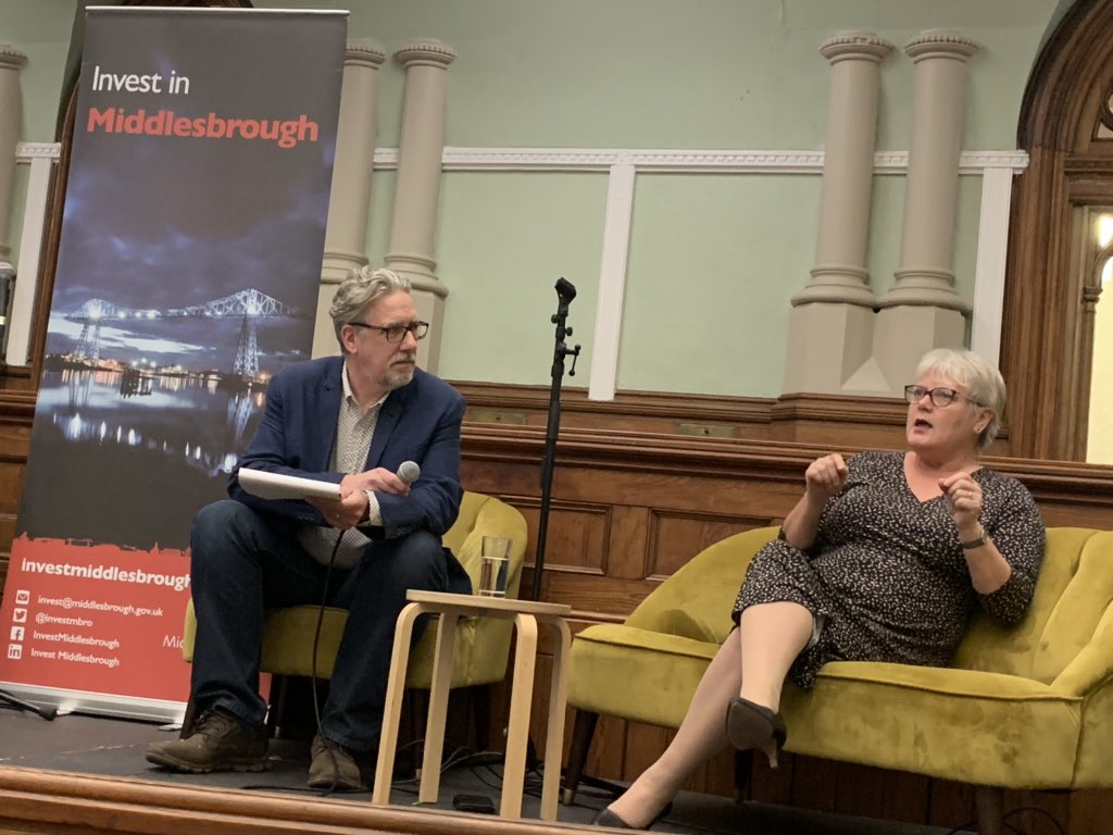 Tees_Business's tweet photo. Here’s host @peastonprice interviewing @KatyMParkinson of @LexonikST & Pete Lillie of @prescateamwear at this morning’s @investmbro #BreakfastExchange in the court room @mbro_townhall https://t.co/9ozYCDuPnC