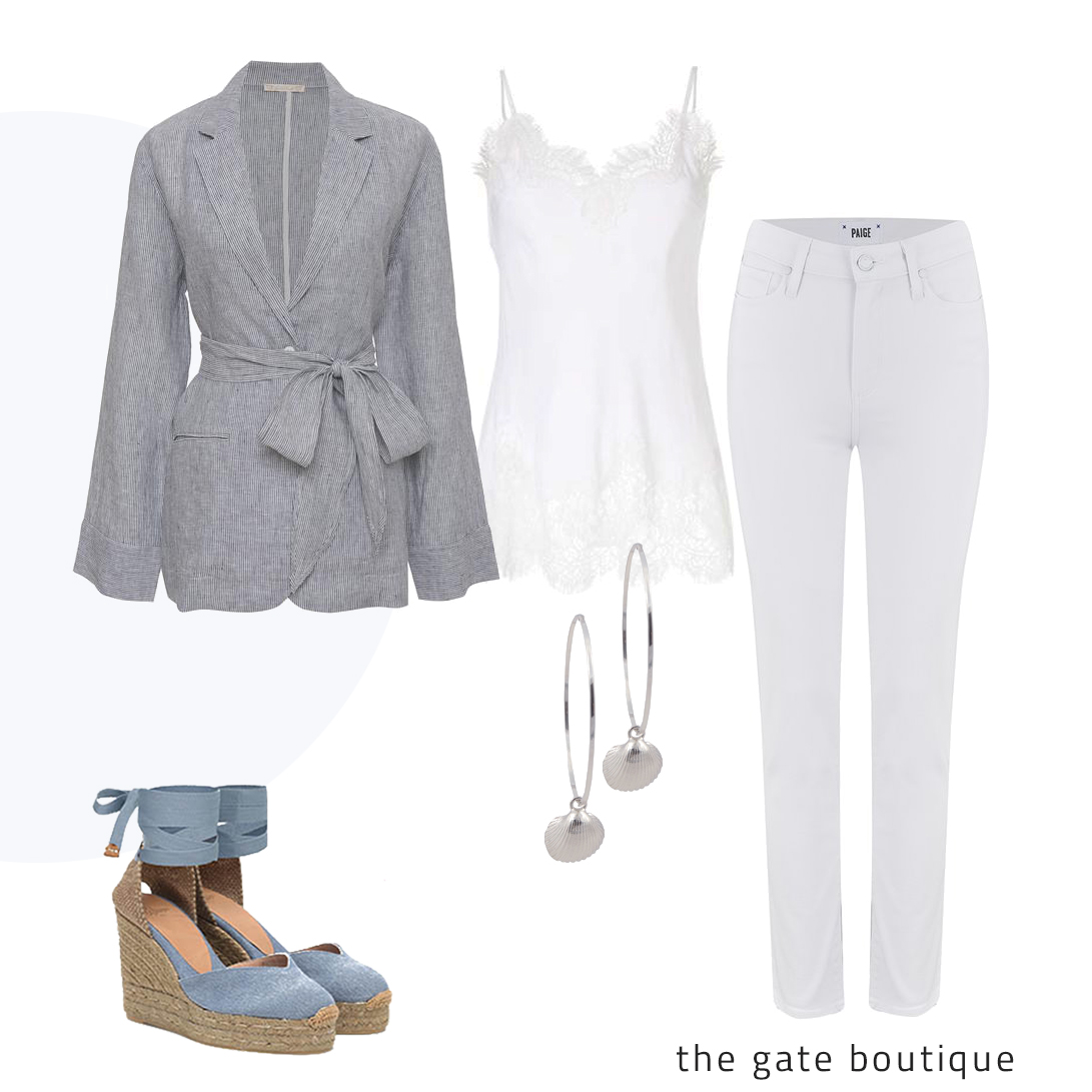 TheGateShop's tweet image. This tie-front jacket from Gold Hawk teams beautifully with Paige white jeans, a silk cami, Cabbage White shell hoops and Castaner espadrilles!

@ExperienceGford 
@GuildfordTIC 
@WeLoveGuildford 
#Guildford