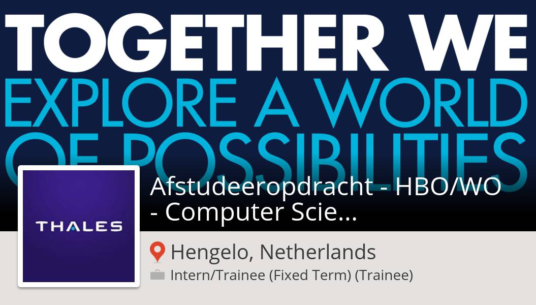 Afstudeeropdracht - HBO/WO - #Computer #Science. Application Streaming in a Naval Cloud environment. (#HengeloNetherlands) workfor.us/thales/gc5i #internship