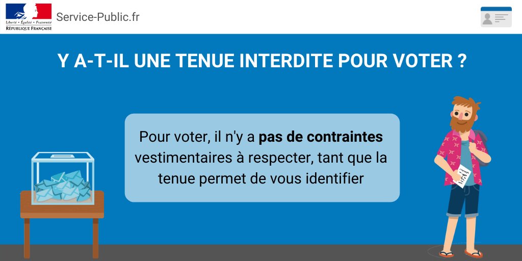 🗳️ [#Municipales2020]
En smoking, en combinaison de ski et même avec un grand chapeau 🎩, vous pouvez aller voter ce dimanche !
✅ Il n'y a aucune contrainte vestimentaire pour mettre votre bulletin dans l'urne tant que vous êtes identifiables.