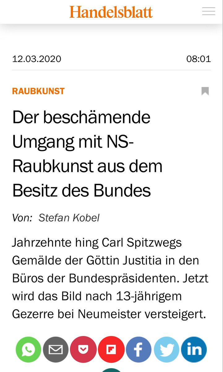 GoldmannPR's tweet photo. Heute schon im #Kunstmarkt im @handelsblatt zu lesen- alles rund im die #Justitia von #CarlSpitzweg und das bewegte Leben des Werkes - am 25.3 wird das #Kunst Werk im #Auktionshaus Neumeister versteigert https://t.co/9PnEuE5pz3
