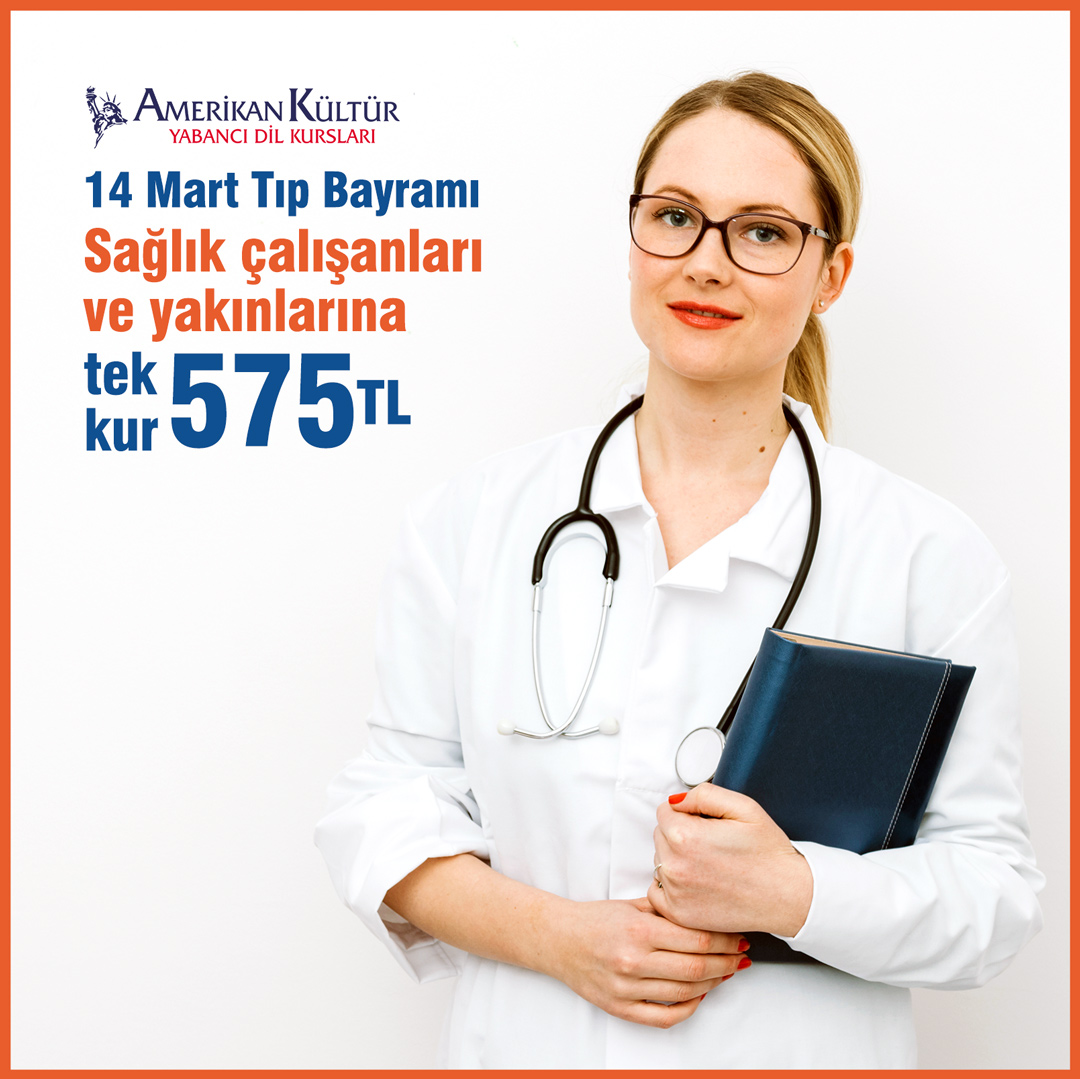 14 Mart Tıp Bayramı nedeniyle, 12-15 Mart tarihleri arasında sağlık çalışanları ve birinci derece yakınlarına tek kur 575 TL.
.
🏢 Metropol ☎️ (0322) 777 06 06 📌 Turgut Özal Blv. 88/103 (Metropol Sineması üzeri)
.
🌍 amerikankulturadana.com