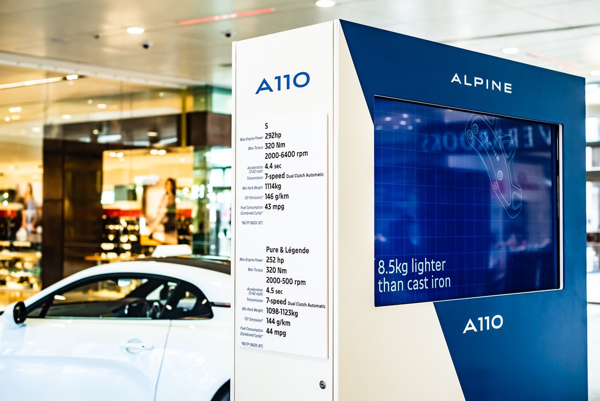 Our stand in <a href="/westfieldstrat/">Westfield Stratford City</a> for @AlpineCarsUK When the car looks this good, you don't need much else. #minimalist #eventprofs