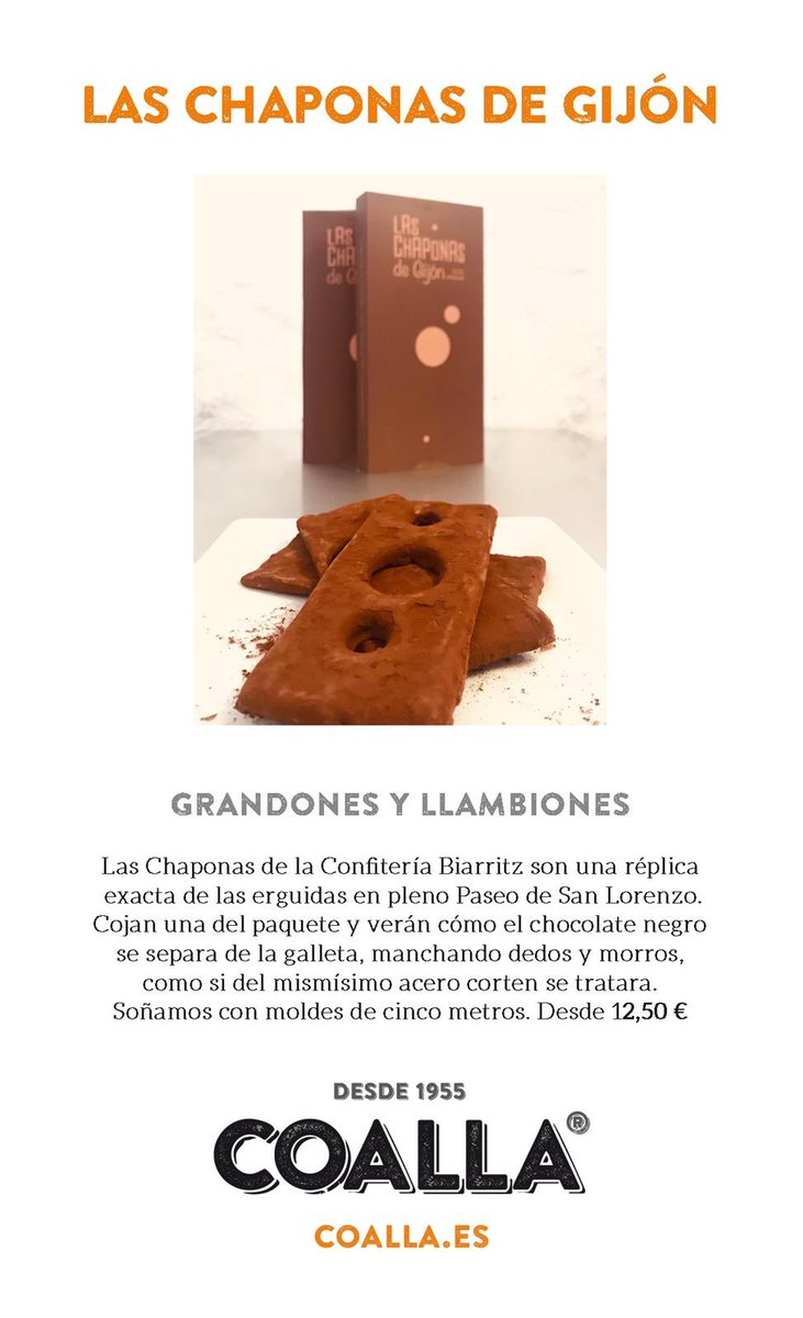CoallaGourmet's tweet photo. Nos dice Rubén de #LasChaponasdeGijón que lo del molde de 5 metros de alto lo ve difícil, seguiremos insistiendo... mientras, en pequeñas dosis y en Coalla 🍫🍫🔝🔝
@elcomerciodigit
#elyantar #elcomerciodigital #gijon #asturias #regalagastronomia #coalla https://t.co/S8zJq7Lwtm