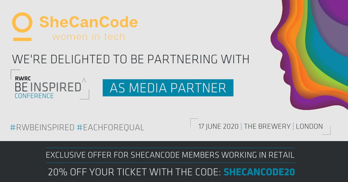 SheCanCodeHQ's tweet photo. ⭐SheCanCode are very proud to be partnering with @RetailWeek Be Inspired Conference to support them in helping women fulfill their career aspirations.⭐
More info 👉 https://t.co/HTKBwsW5OX.
#RWBeInspired #CommitToChange #womenintech #womeninretail   #londonretailevents https://t.co/OdFkLoNPMa