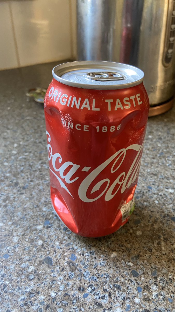 lee_craven's tweet photo. Typical another empty damaged can of Coke from aldi what the hell do they do with them play rugby this is the 4th can I’ve had that’s been this way !!! @AldiUK https://t.co/aLy95syaxt