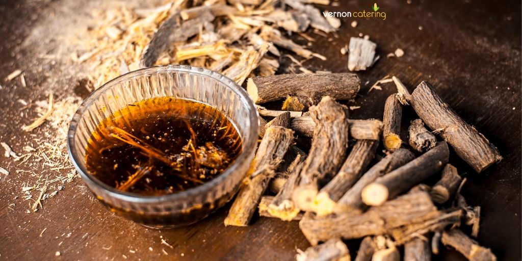 Liquorice root, also known as sweet root, is used mostly as a sweetener in candies and beverages. People have also used liquorice root for centuries for its medicinal benefits. #VernonCatering #LiquoriceRoot