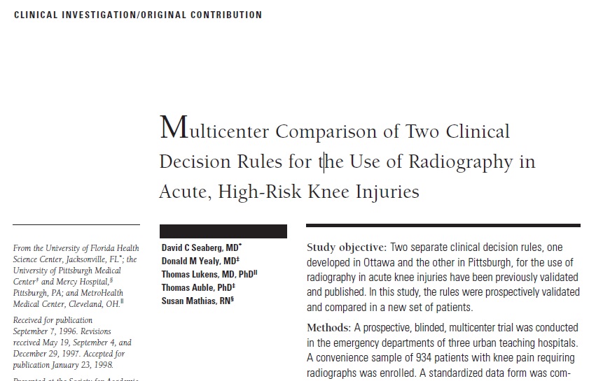 📖Aprovechando el tiempo a revisar clásicos🧐🧐🧐
Tras traumatismo de rodilla 🔜 Reglas de decisión clínica para saber si necesita Rx
Como las reglas de Ottawa para tobillo, hay también 2 reglas ampliamente utilizadas para rodilla ⬇️