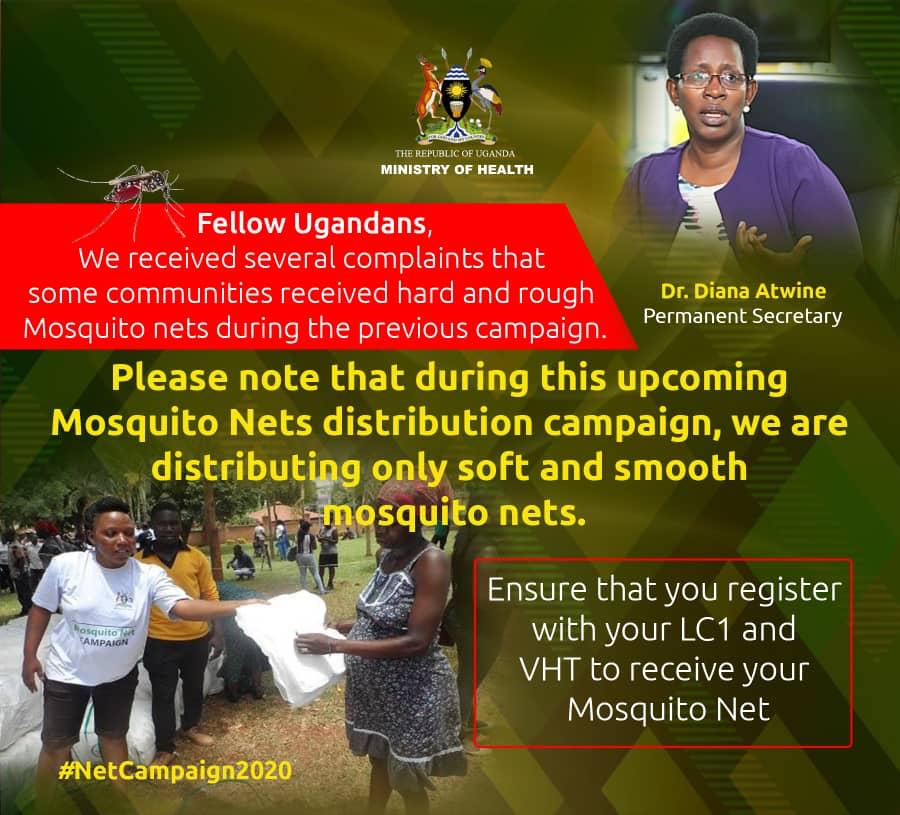 UgandaMediaCent's tweet photo. Please note that during this upcoming 🦟 #NetCampaign2020 @MinofHealthUG will be distributing only SOFT and SMOOTH nets   #ChaseMalariaToZero https://t.co/JAJKZfM9mC