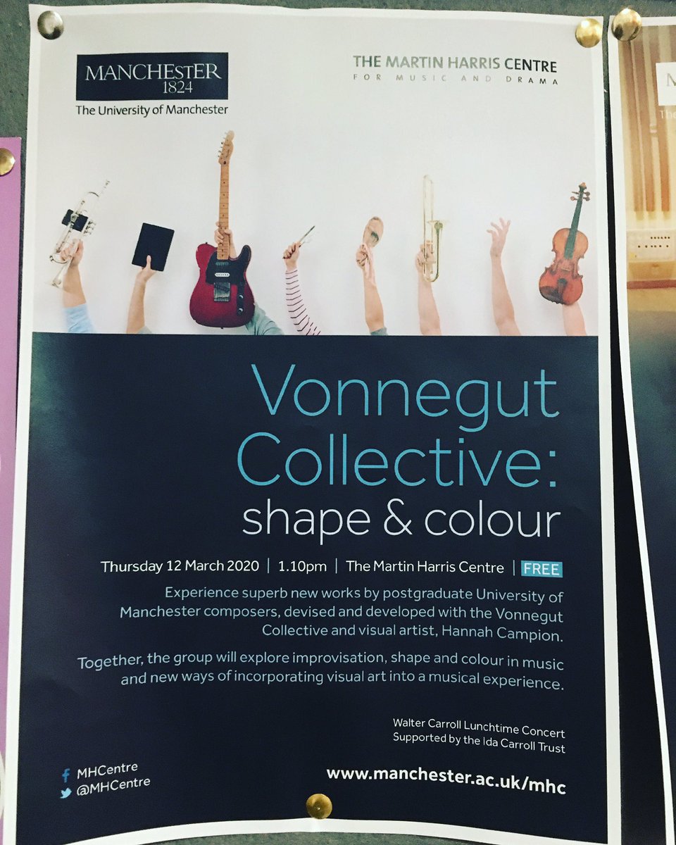 vonnegutmusic's tweet photo. It’s TODAY! 13:10 @MHCentre @OfficialUoM FREE! #ShapeAndColour https://t.co/aiFiv8Og6n #newmusic #liveart #crossart #collaboration #manchester https://t.co/EujsGCf7W2