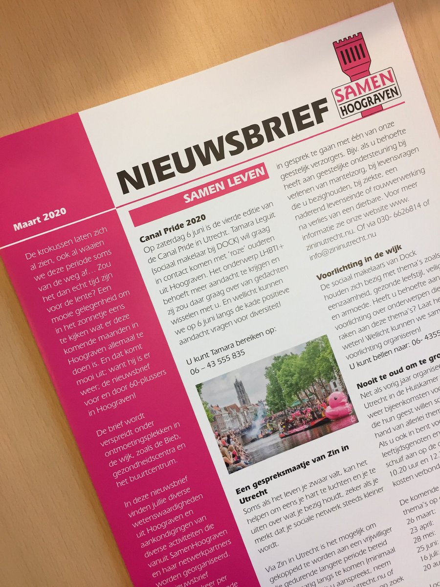 De nieuwsbrief van <a href="/SamenHoograven/">SamenHoograven</a> maart 2020 ligt in de wijk! #buurtcentrum #bieb #gezondheidscentra #fysio #saffier