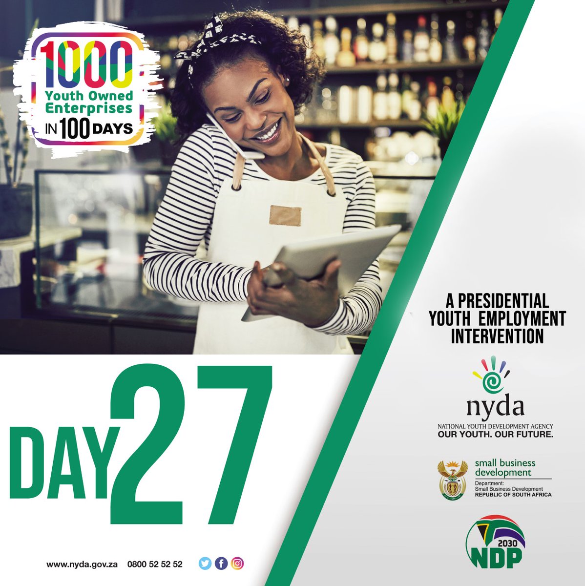 We are 27 days into the Presidential Youth Employment Intervention, to find out more, please feel free to enquire on any of our platforms. 

#GrowSA #1000YouthOwnedEnterprises #PresidentialYouthEmploymentIntervention