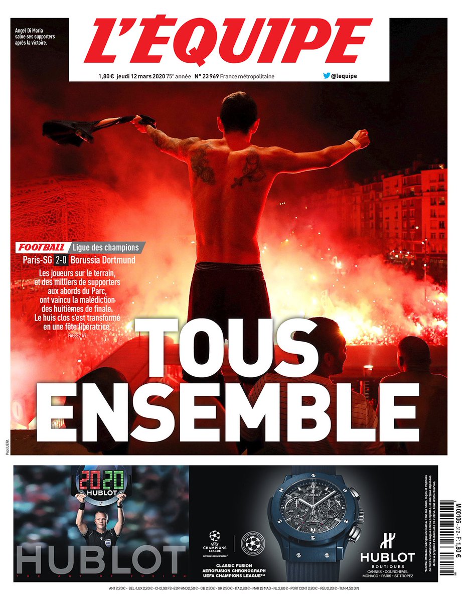 « TOUS ENSEMBLE »

#PSG #PSGBVB (L’Équipe)