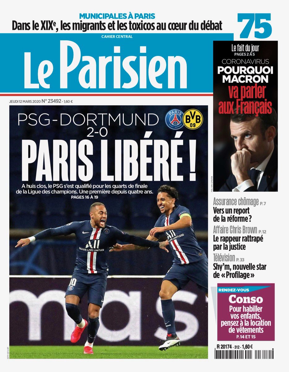 « PARIS LIBÉRÉ ! »

#PSG #PSGBVB (Le Parisien)