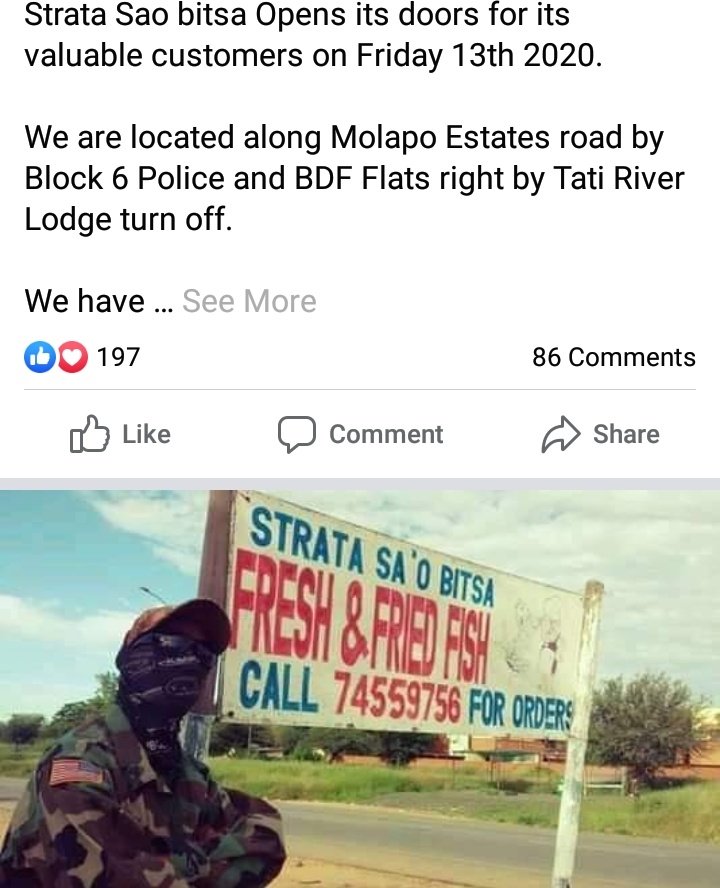 Gofa_Craig's tweet photo. If you happen to be in Francistown go and support a good friend of mine... The number one fish selling spot in the Ghetto #StrataSaoBitsa https://t.co/EOZcBquj2t