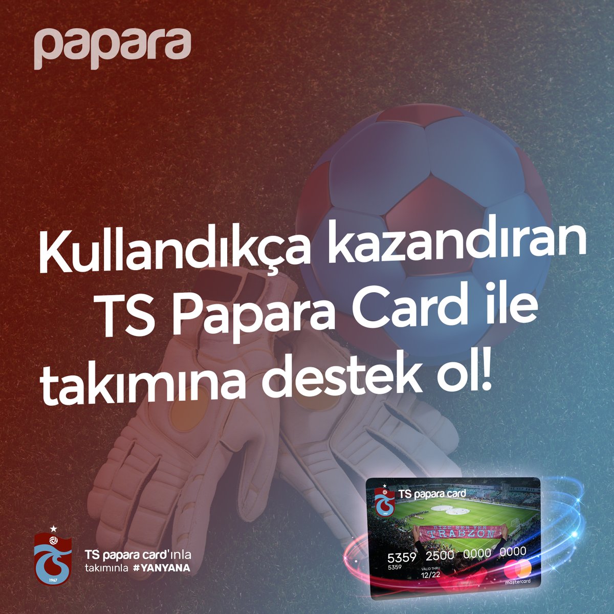 Trabzonspor's tweet photo. TS Papara Card’ını kullan, yapacağın 61 TL ve üzeri alışverişinde 10 TL iadeyi kazan! 👊 #Papara #TSPaparaCard #PaparaKampanyalar https://t.co/mddkT8SN0d