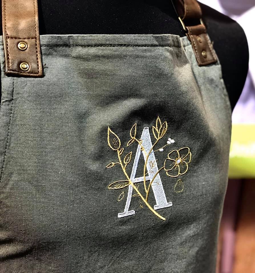 We really enjoyed embroidering this fantastic design on these trendy artisan aprons for Agrazing Platters!

#LoveYourUniform #Branding #embroidered #custom #design #style #spring #Clothing #aprons #bespoke #fashion