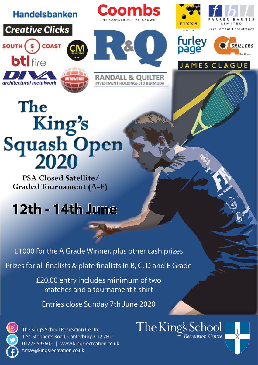 ks_sportscentre's tweet photo. The King's Squash Open 2020

12th - 14th June 

Click to enter online: https://t.co/CPnFBdlfTC

#squash #squashcompetition #squashplayer #squashprofessional https://t.co/hHnv2fu99g