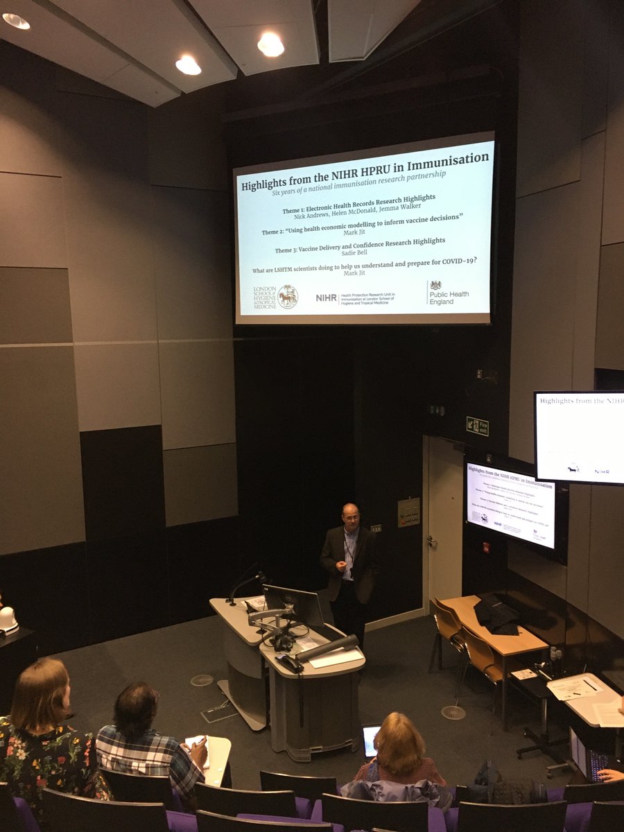 LSHTM_Vaccines's tweet photo. Tonight is a celebration of 6 years of partnership between @LSHTM and @PHE_uk on the Health Protection Research Unit #HPRUimms on immunisation. Nick Andrews starts us off summarising work on Electronic health records (theme 1) @NIHRresearch https://t.co/k6iETqQ3zb