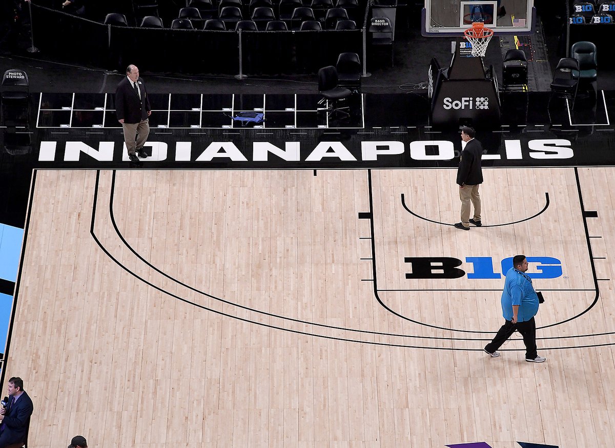 An empty @TheFieldhouse as the Big Ten Conference has cancelled the remainder of the  #B1GTourney in Indianapolis due the #Covid_19 pandemic.
