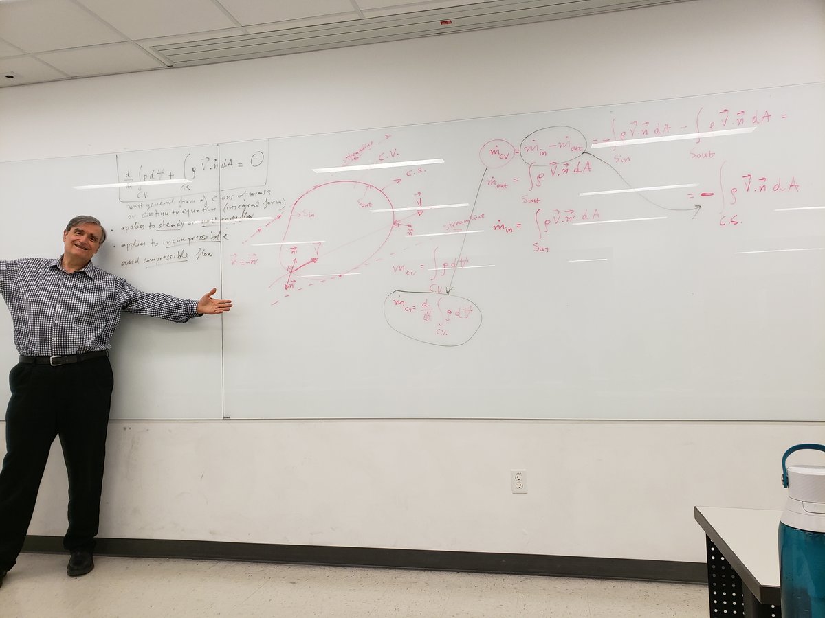 SpyrosKinnas's tweet image. Last (live) Fluids class for Spring 2020! Talking about conservation of mass over a CV (=Control Volume, ... NOT related to the ... ugly CV that will keep us out of classroom). CU all online, after Spring Break...