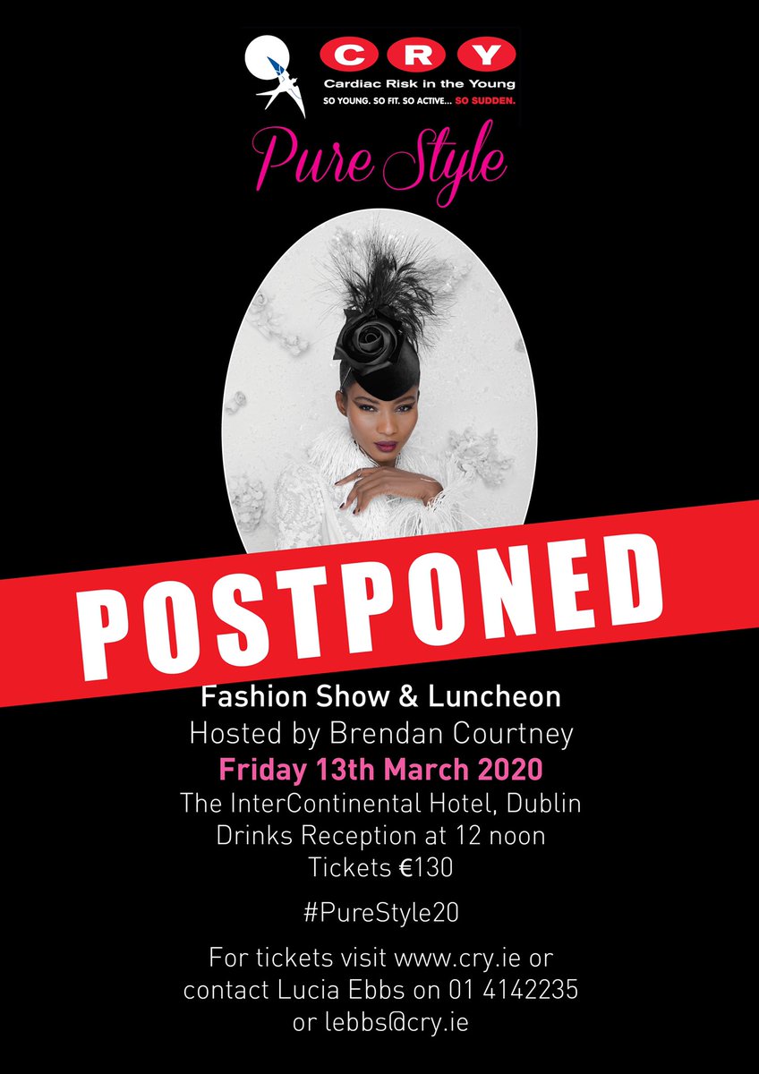 jacquihurley's tweet image. Unfortunately @CRYIre have had to postpone their biggest fundraiser of the year #PureStyle due to #Covid_19 . Cancelling a major event like that can have a massive impact on the work they do with families. If you want to help support them, please do at cry.ie 🙌