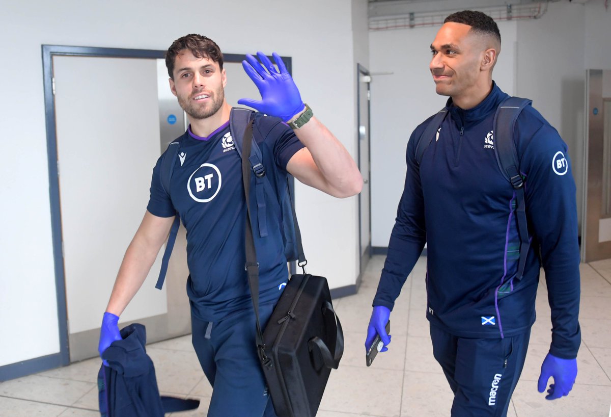 Scotlandteam's tweet photo. ✈️ The Scotland team depart for Cardiff with additional hygiene measures in place at Edinburgh Airport. https://t.co/TyskaW2Ta2