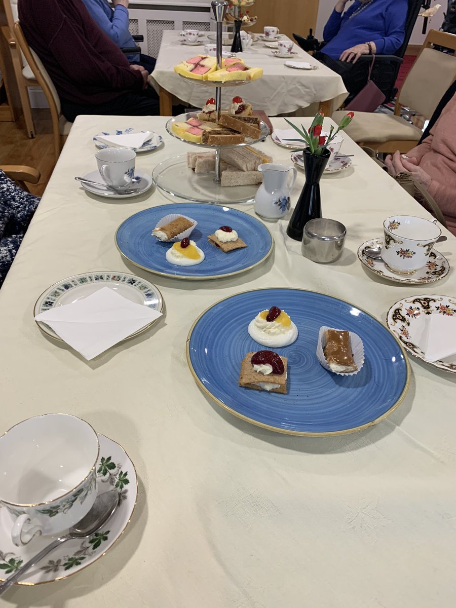 joyce_timmins's tweet photo. Afternoon tea today for my legends. Played desserts are all purée. Look at those beautiful ladies x ❤️💓 https://t.co/wEIbKj3GrS